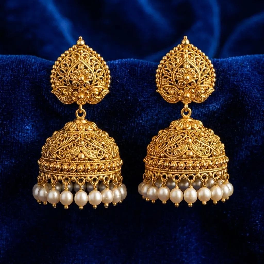 Women gold jhumkas