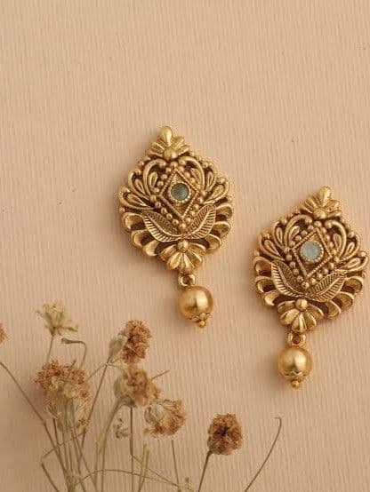 Beautiful Gold Earrings with Floral Design
